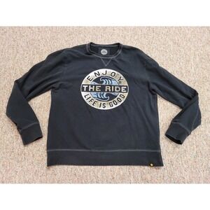 Life Is Good Sweatshirt Mens Medium Black Enjoy The Ride Crew Neck Pullover